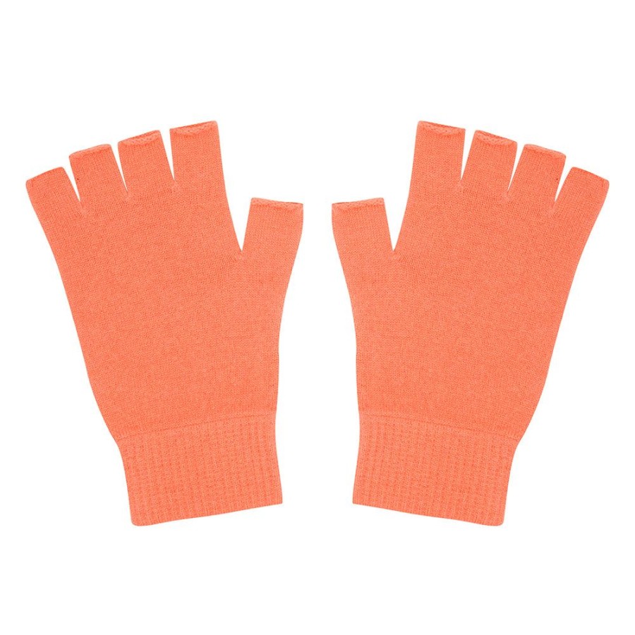 Women Jumper 1234 | Cashmere Fingerless Gloves In Neon Coral