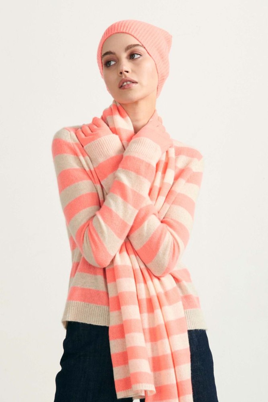 Women Jumper 1234 | Cashmere Fingerless Gloves In Neon Coral