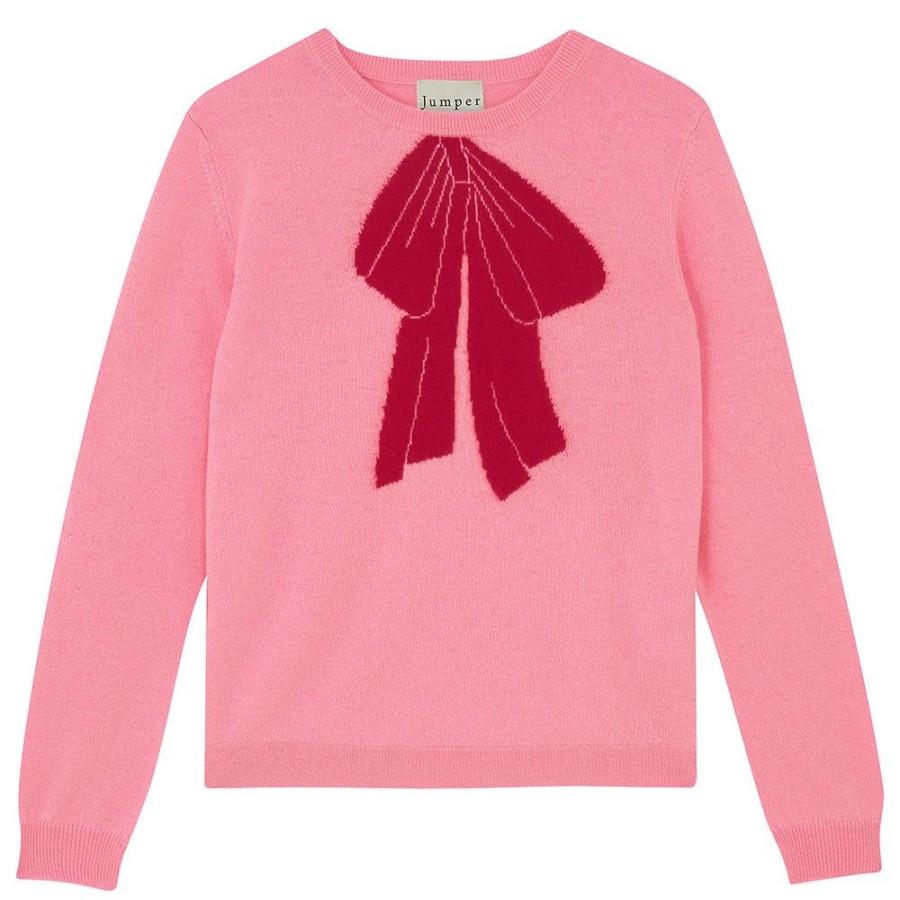 Women Jumper 1234 | Bow Cashmere Crew In Floss And Cherry