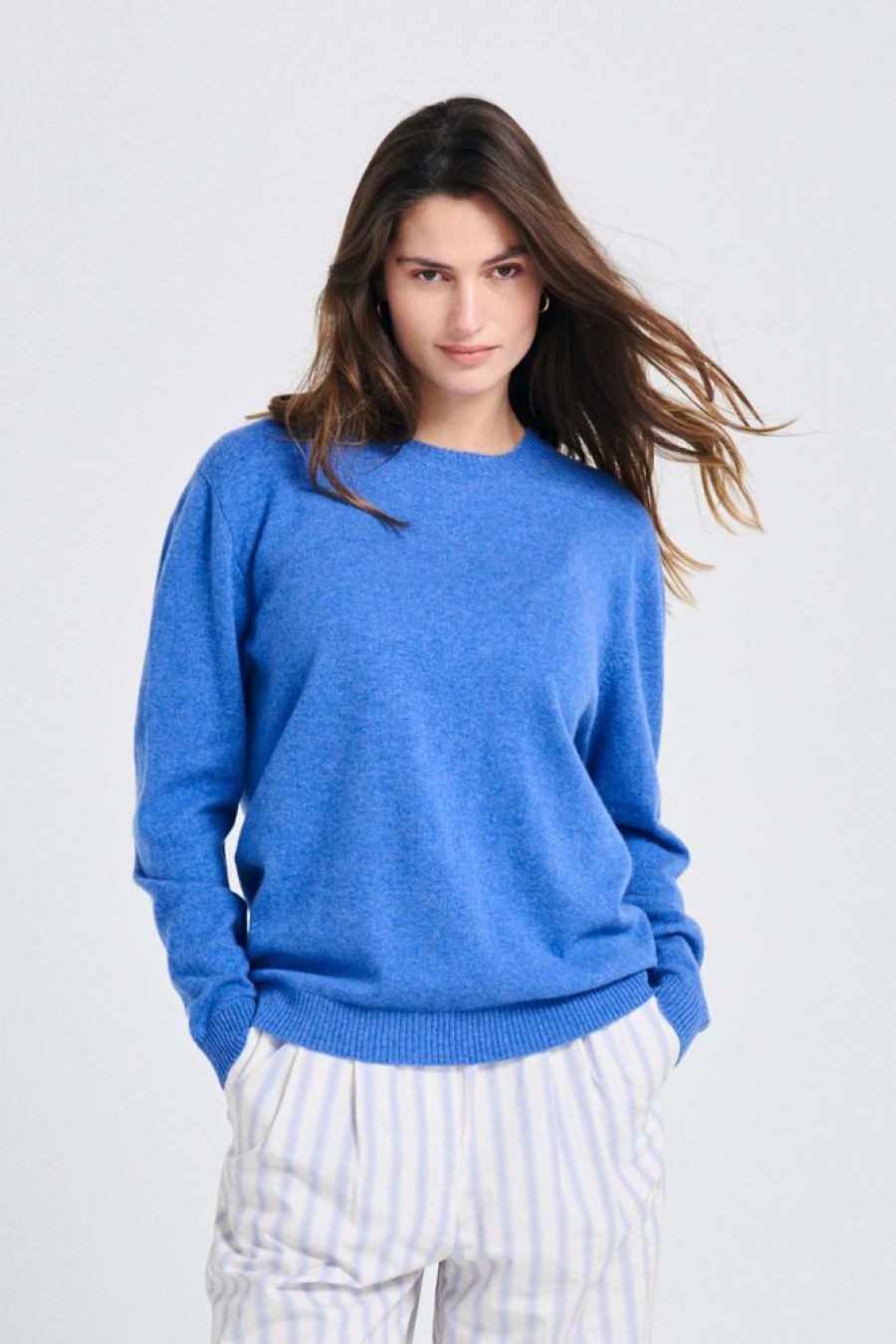 Women Jumper 1234 | Oversize Cashmere Crew In Periwinkle