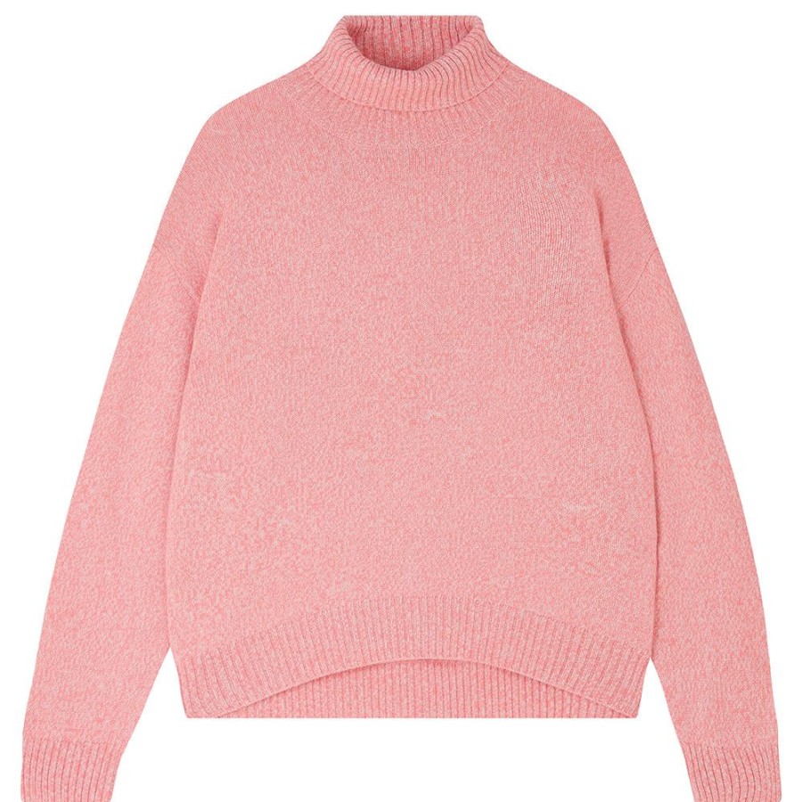 Women Jumper 1234 | Cashmere Roll Neck In Coral Marl