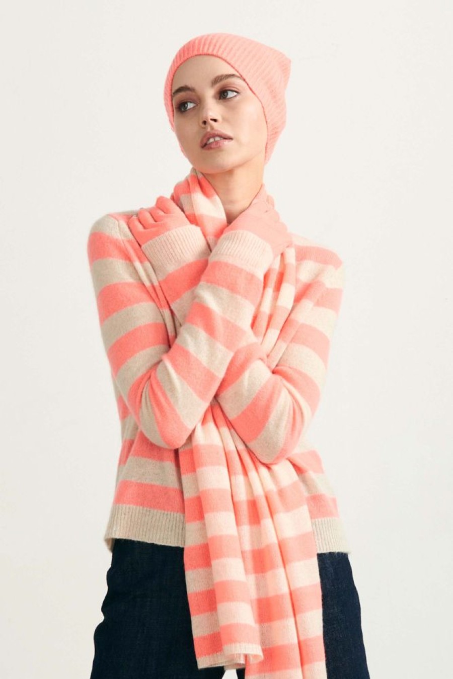 Women Jumper 1234 | Cashmere Beanie In Neon Coral