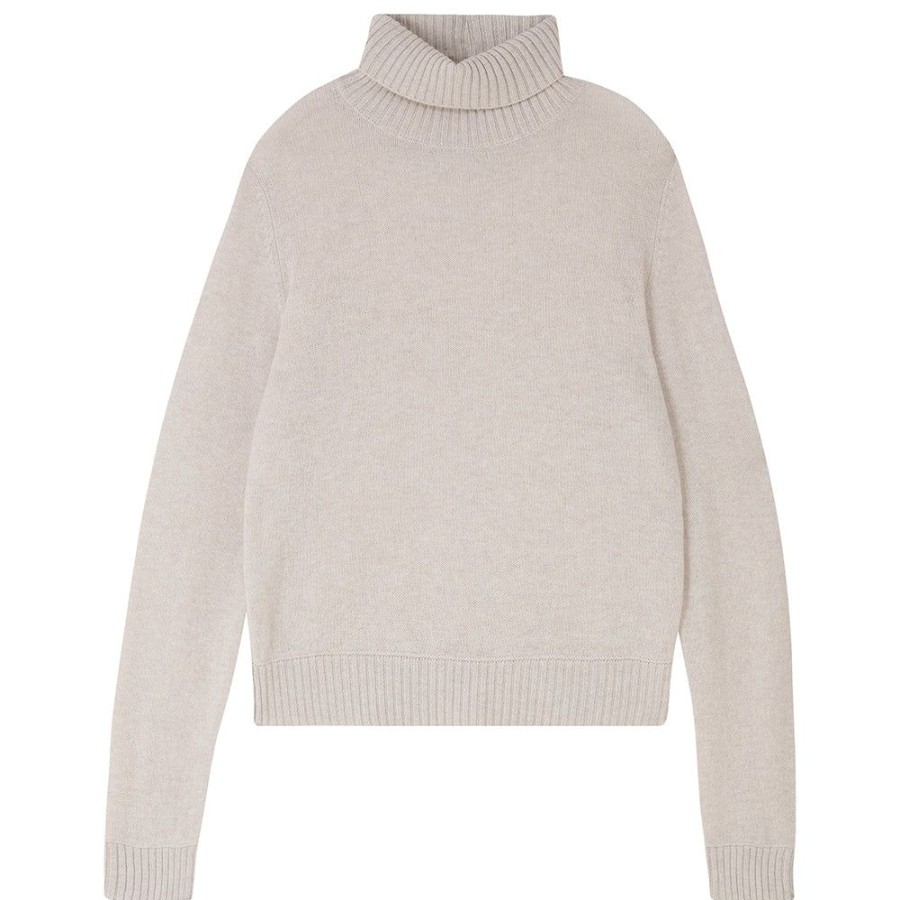 Women Jumper 1234 | Lightweight Cashmere Roll Neck In Oatmeal