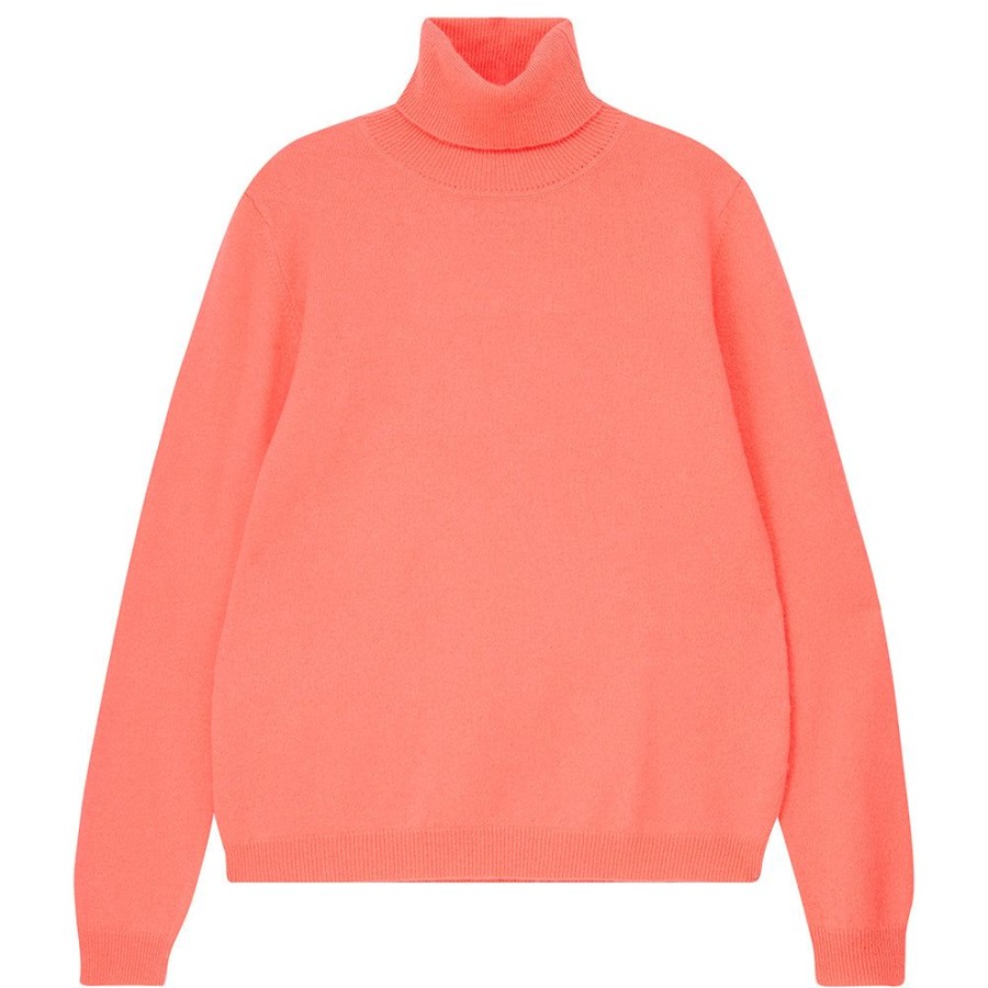 Women Jumper 1234 | Cashmere Roll Neck In Neon Coral