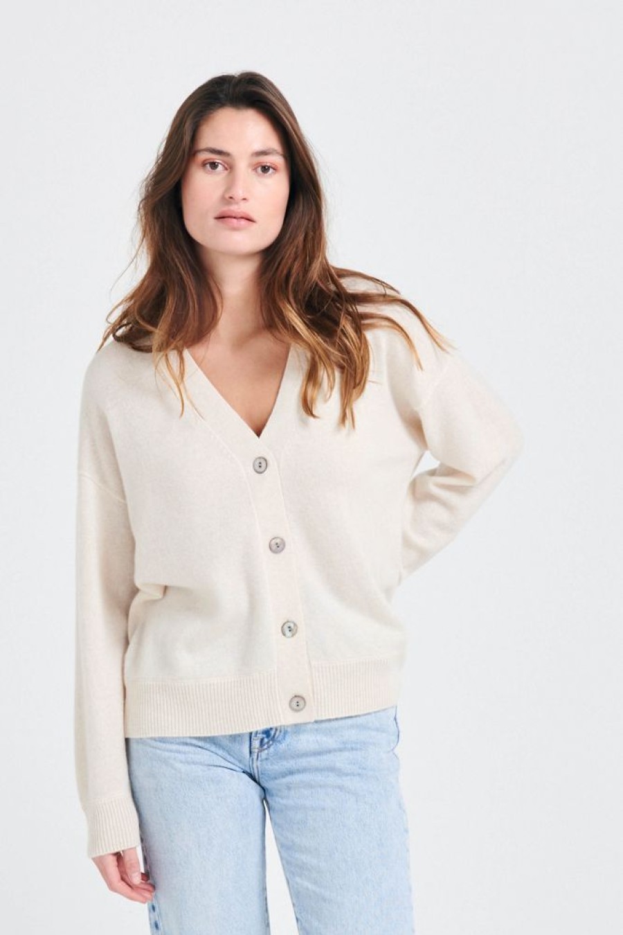 Women Jumper 1234 | Oversize Cashmere Cardigan In Oatmeal