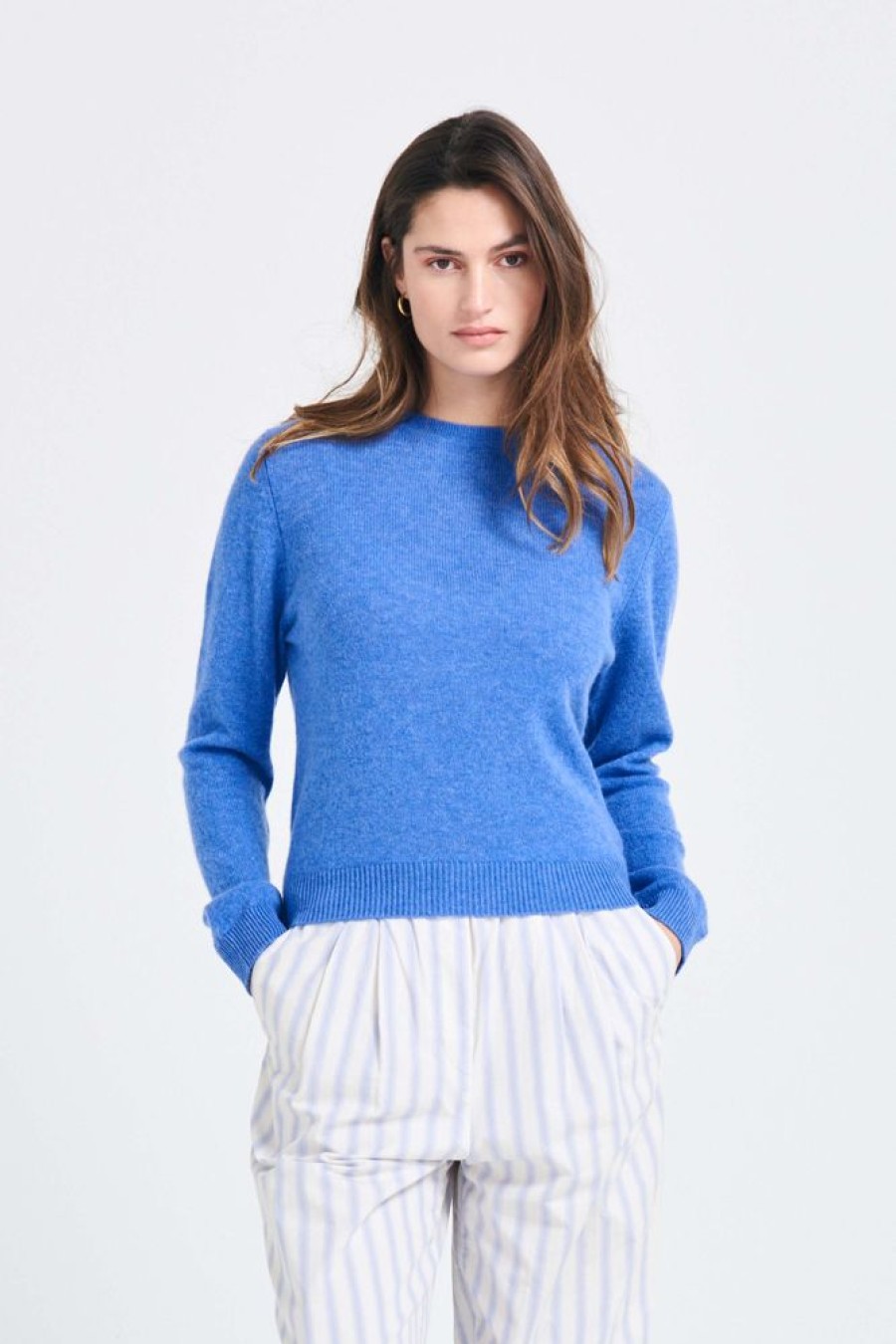 Women Jumper 1234 | Cashmere Crew In Periwinkle