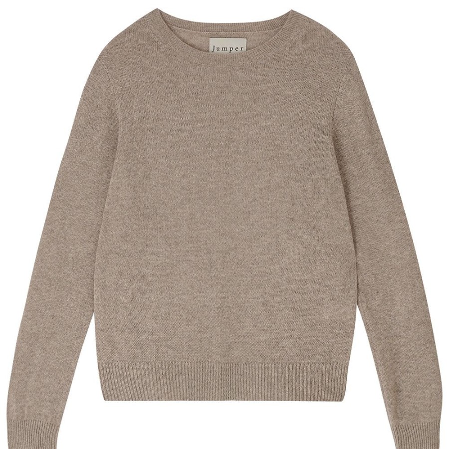 Women Jumper 1234 | Cashmere Crew In Organic Light Brown