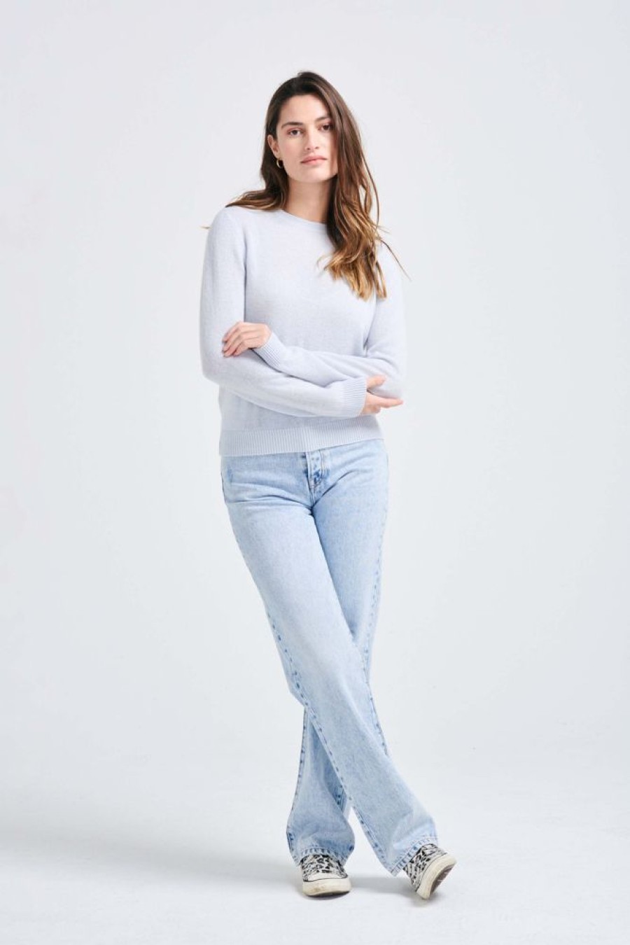 Women Jumper 1234 | Cashmere Crew In Cement