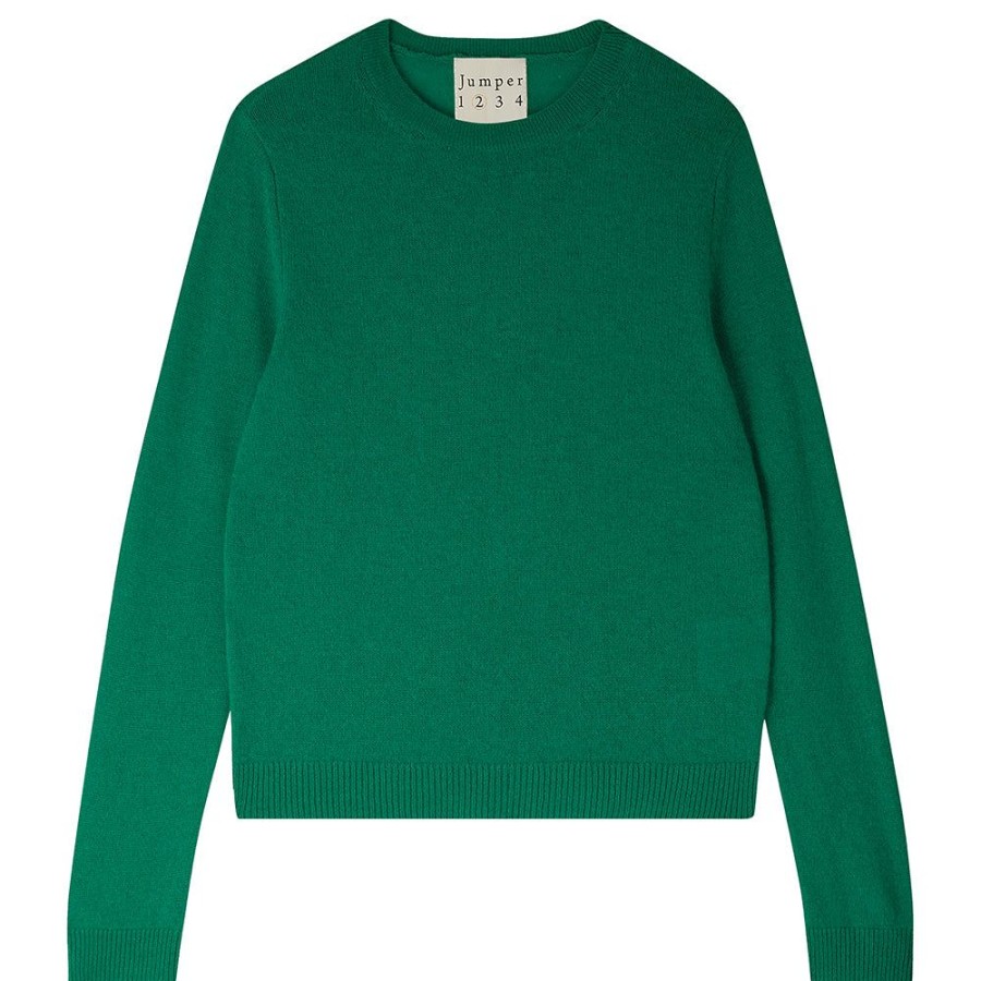 Women Jumper 1234 | Lightweight Cashmere Crew In Grass Green