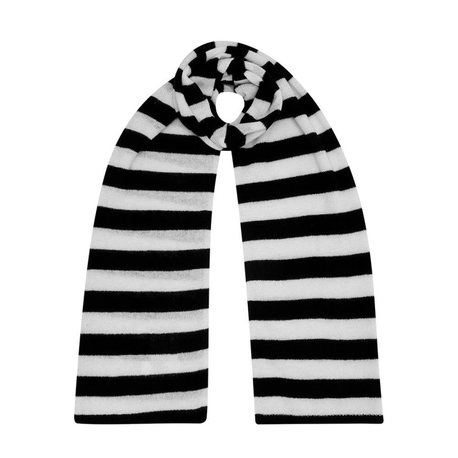 Women Jumper 1234 | Striped Cashmere Scarf In Black And Marble